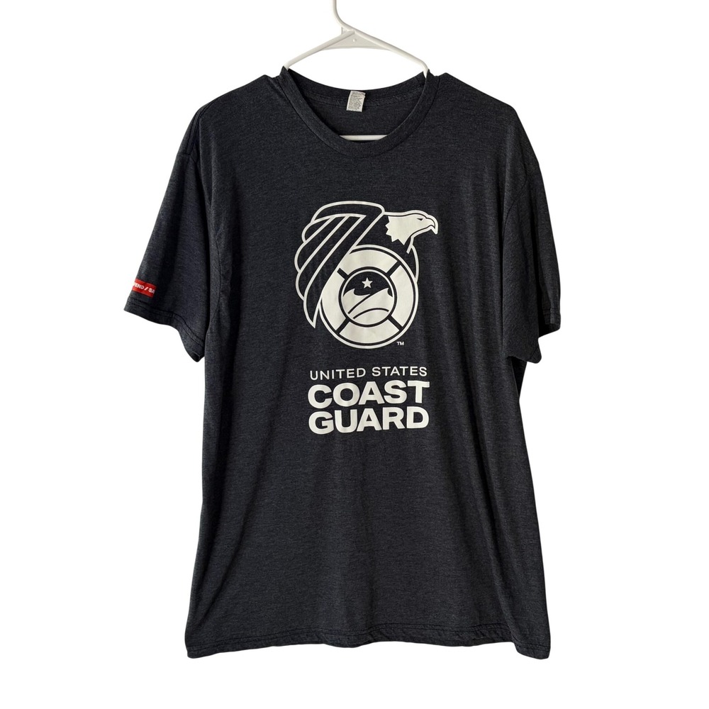 Bayside US Coast Guard Graphic T-Shirt Mens XL Charcoal Grey Tri-Blend Tee